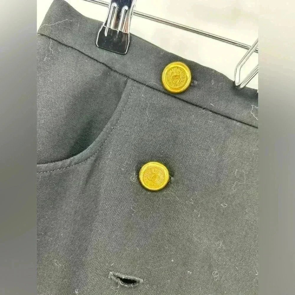 Chanel Vintage Collection 29 Knee-length Skirt Black Gold Signature Buttons